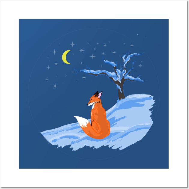 Winter Night Fox Wall Art by SakuraDragon